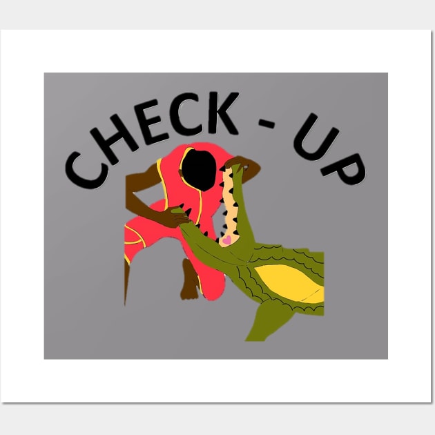 CrocoDrian Check - Up - Crocodile with Thai Durian Blood Type Wall Art by drawkwardly